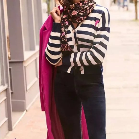 NWT LOFT Navy and Cream Striped Cardigan - Picture 5 of 5